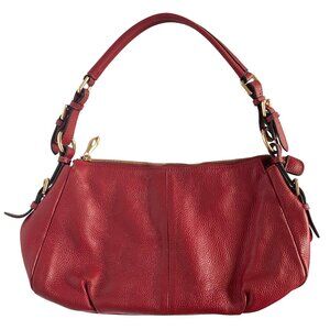 Kattee Red Leather Purse Gold Hardware Satin Interior 5 Pockets Zipper Closure